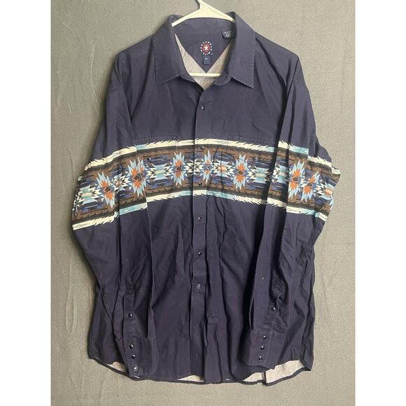 Panhandle Slim Western‎ Button Shirt Aztec Pearl Snap Button Size XL Rodeo Blue - Picture 1 of 8